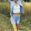 5" High-Waist Airbrush Bikershort - Light Provence Blue