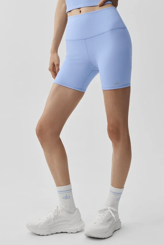 5" High-Waist Airbrush Bikershort - Light Provence Blue