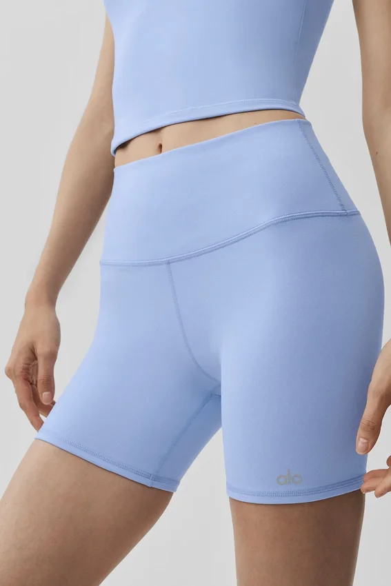 5" High-Waist Airbrush Bikershort - Light Provence Blue