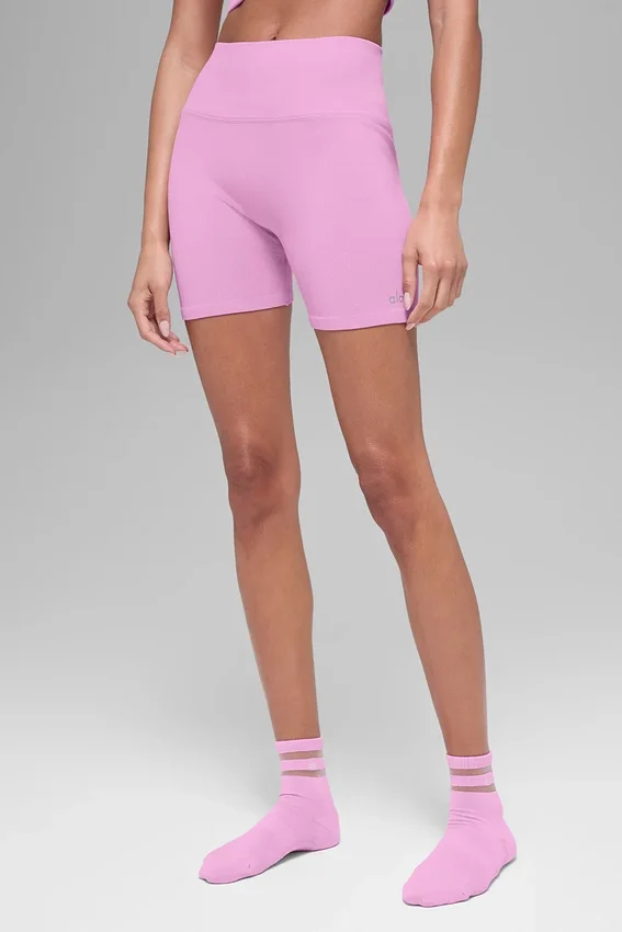 5" Naadloze geribbelde Favorite Korte broek - Candy Heart Pink