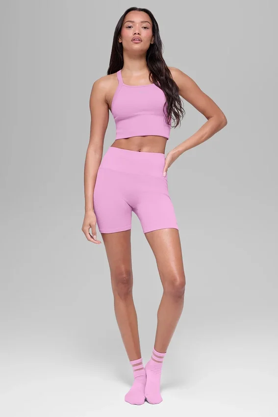 5" Naadloze geribbelde Favorite Korte broek - Candy Heart Pink