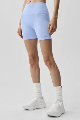 5" naadloze geribbelde Favorite Korte broek - Light Provence Blue