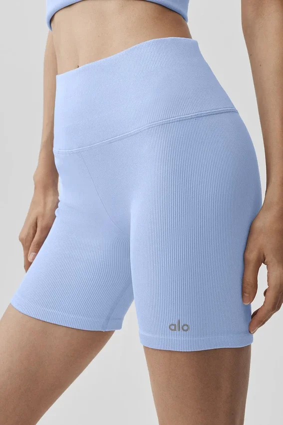 5" naadloze geribbelde Favorite Korte broek - Light Provence Blue