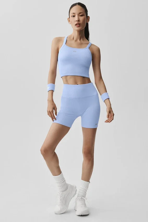5" naadloze geribbelde Favorite Korte broek - Light Provence Blue