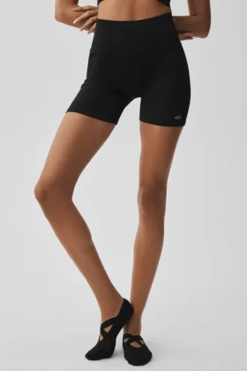 5″ Naadloze geribbelde Favorite korte broek – Zwart