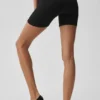 5" Naadloze geribbelde Favorite korte broek - Zwart
