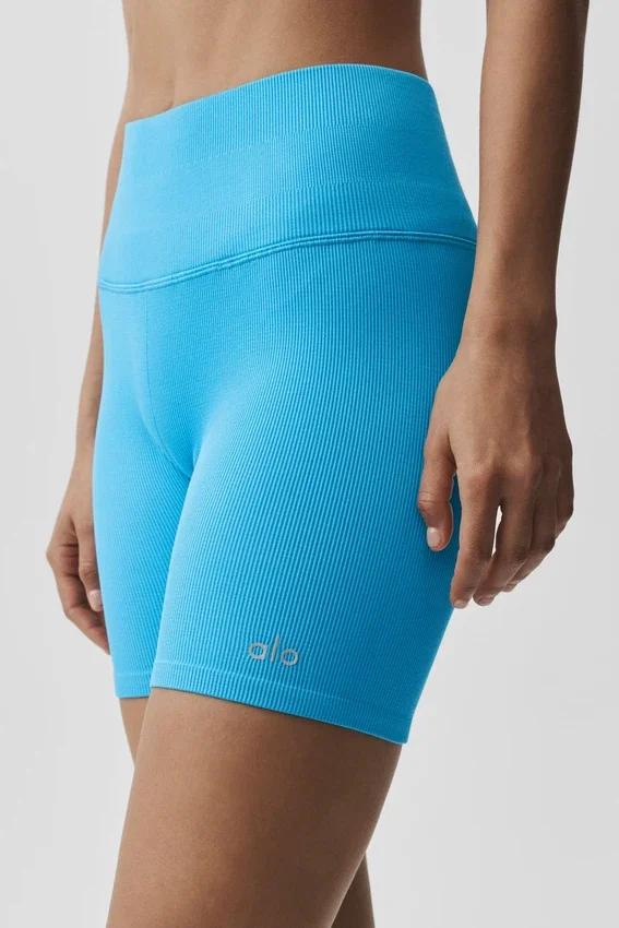 5" naadloze geribde Favorite korte broek - azuurblauw