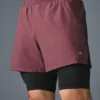 5" Revival 2-in-1-korte broek - Bordeaux Truffle/Zwart