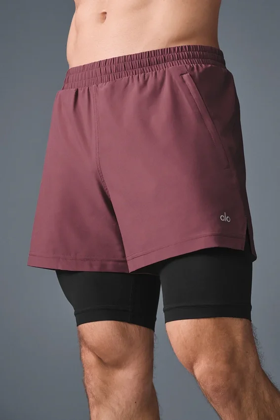 5" Revival 2-in-1-korte broek - Bordeaux Truffle/Zwart
