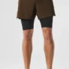 5" Revival 2-in-1-korte broek - Espresso/Zwart