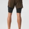 5" Revival 2-in-1-korte broek - Espresso/Zwart