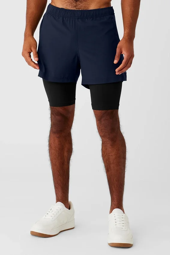 5" Revival 2-in-1 korte broek - Navy/Zwart