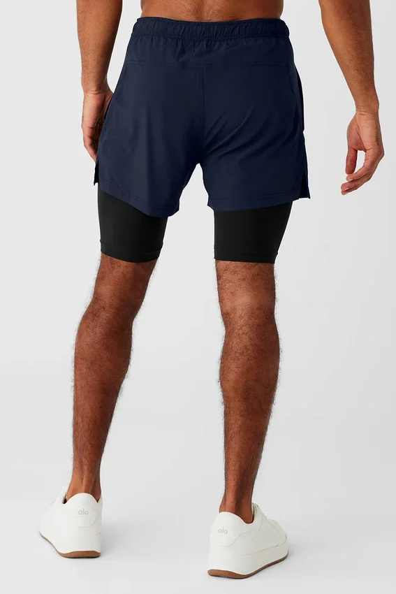 5" Revival 2-in-1 korte broek - Navy/Zwart