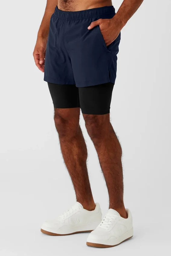 5" Revival 2-in-1 korte broek - Navy/Zwart