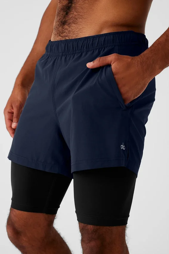 5" Revival 2-in-1 korte broek - Navy/Zwart