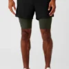 5" Revival 2-in-1-korte broek - Zwart/Stealthgroen