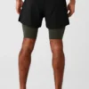 5" Revival 2-in-1-korte broek - Zwart/Stealthgroen