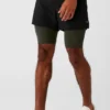 5" Revival 2-in-1-korte broek - Zwart/Stealthgroen
