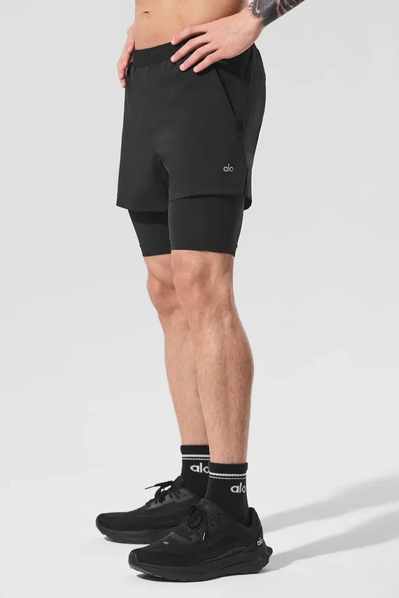 5" Revival 2-in-1-korte broek - Zwart/Zwart