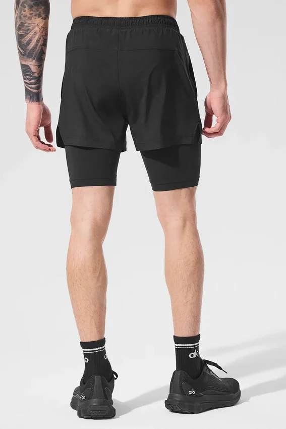 5" Revival 2-in-1-korte broek - Zwart/Zwart