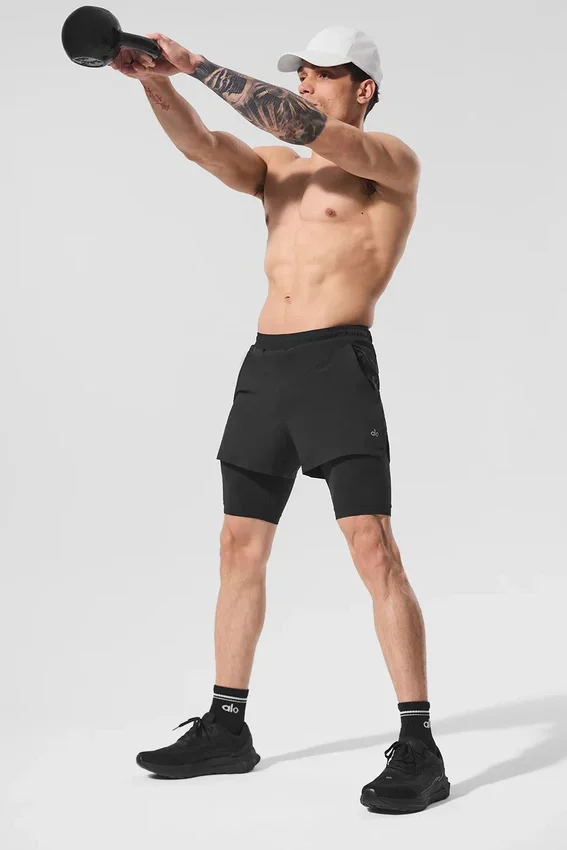 5" Revival 2-in-1-korte broek - Zwart/Zwart