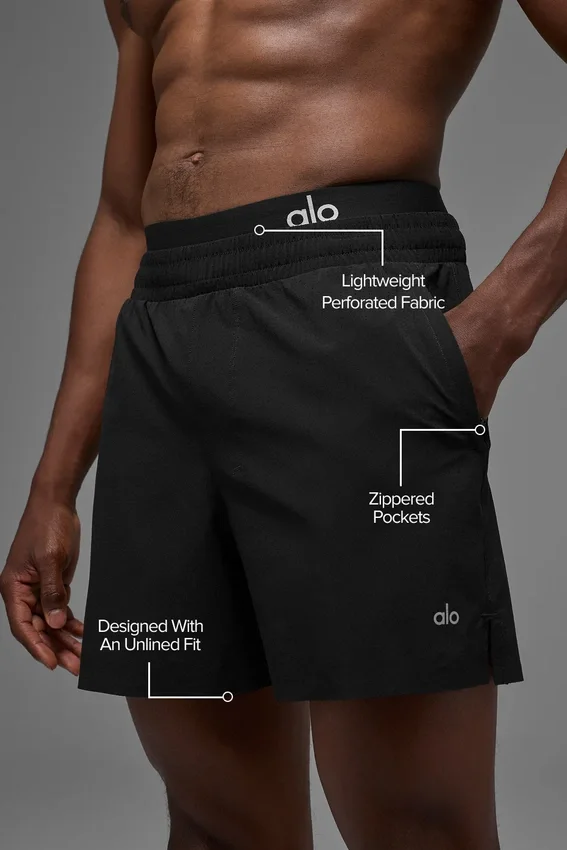 5" Traction korte broek – Zwart