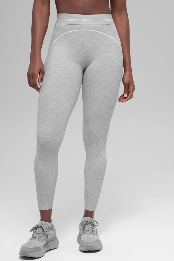 7/8 High-Waist Alosoft Heart Throb Legging - Athletic Heather Grey/Whi