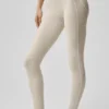 7/8 High-Waist Alosoft Heart Throb Legging – Oatmeal Heather/White