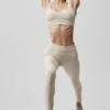 7/8 High-Waist Alosoft Heart Throb Legging – Oatmeal Heather/White