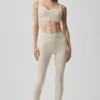 7/8 High-Waist Alosoft Heart Throb Legging – Oatmeal Heather/White
