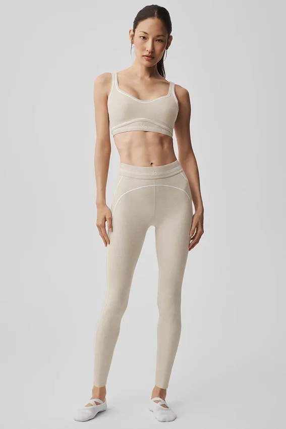 7/8 High-Waist Alosoft Heart Throb Legging – Oatmeal Heather/White