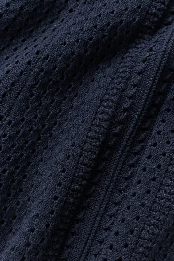 Coastline gebreide polo met korte mouwen - marineblauw