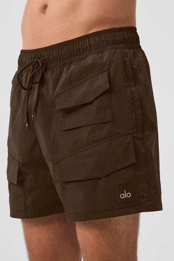 7" Crinkle Nylon Excursion Korte broek - Espresso