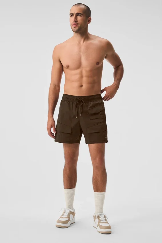 7" Crinkle Nylon Excursion Korte broek - Espresso