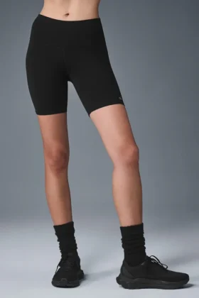 7" High-Waist fietsbroekje – Zwart