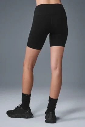 7″ High-Waist fietsbroekje – Zwart