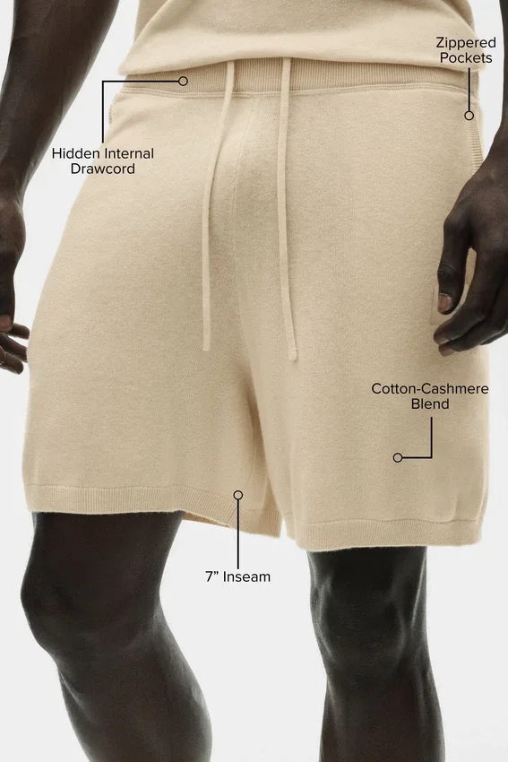 7" katoen-kasjmier Ever Soft-korte broek – Sandy Beige