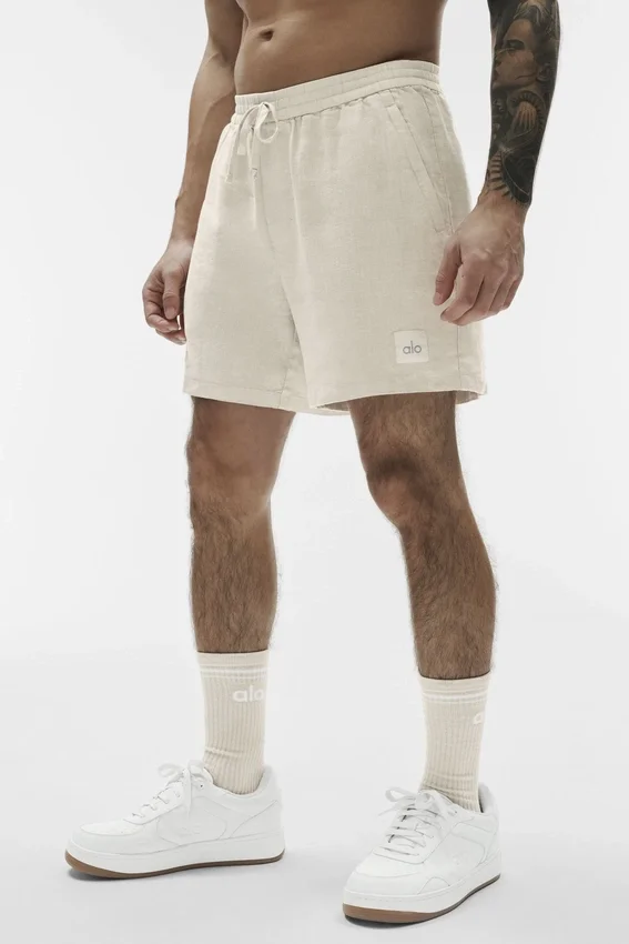 7" Linen Days-korte broek - Bone