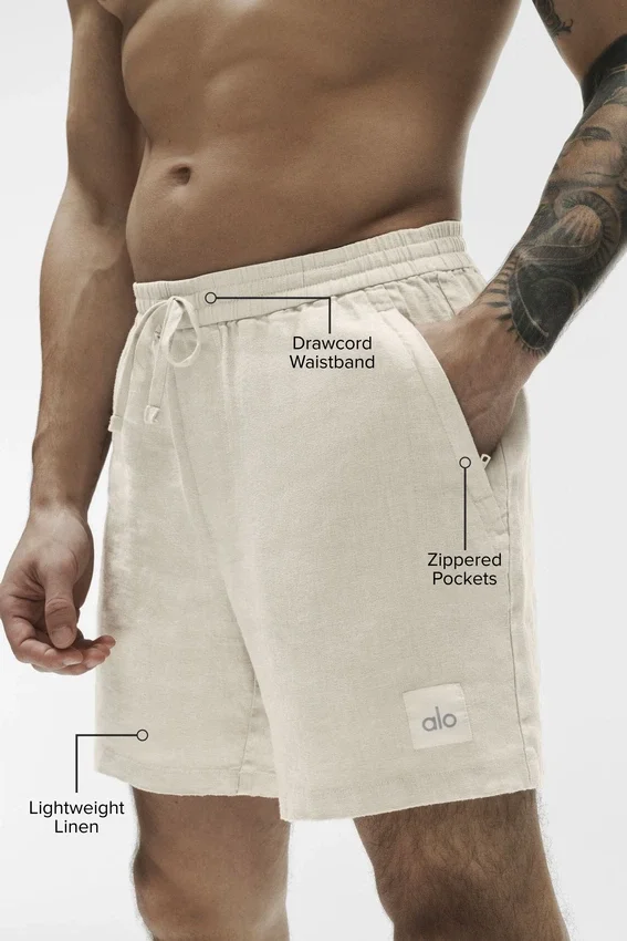 7" Linen Days-korte broek - Bone