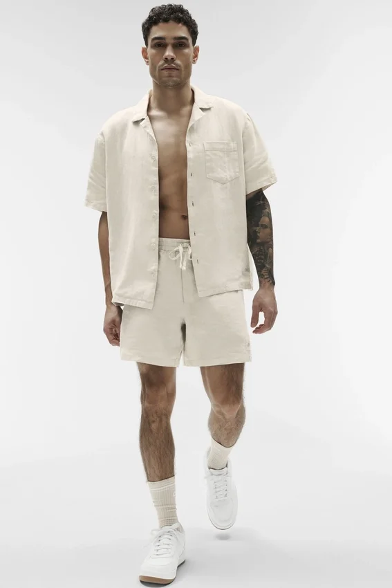 7" Linen Days-korte broek - Bone