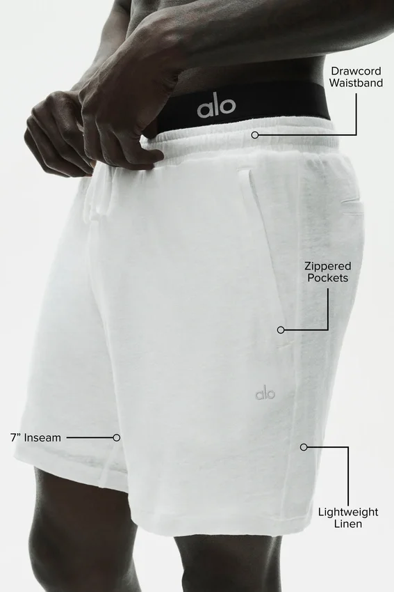 7" linnen jersey Coastal-korte broek - White