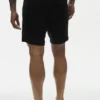 7" linnen jersey Coastal-korte broek - zwart