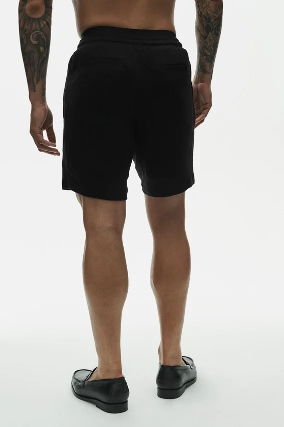 7" linnen jersey Coastal-korte broek - zwart