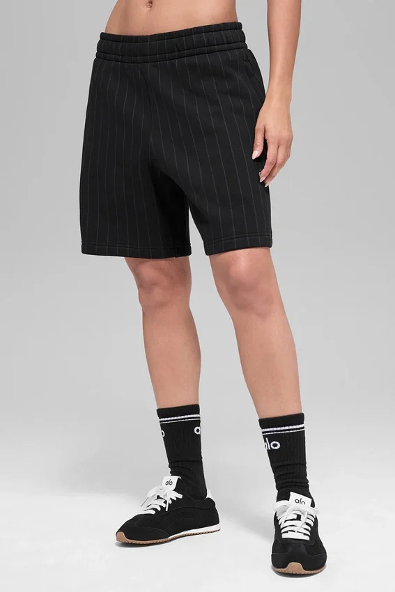 7" Pinstripe Korte broek - Zwart met krijtstreep