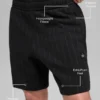 7" Pinstripe Korte broek - Zwart met krijtstreep