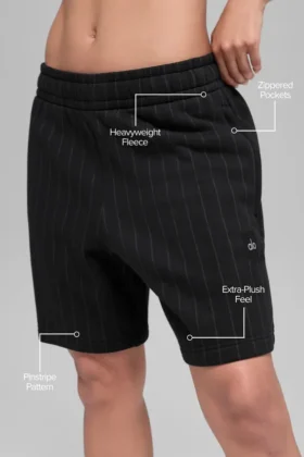7″ Pinstripe Korte broek – Zwart met krijtstreep