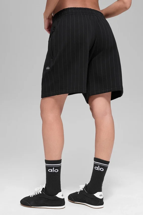 7" Pinstripe Korte broek - Zwart met krijtstreep