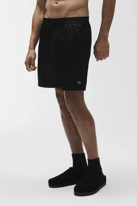 7" Satin Horizon-korte broek - Zwart