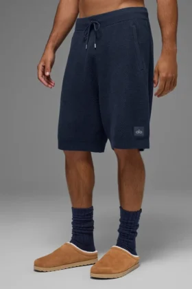 7" Sports Club-korte broek van gebreide trui - marineblauw