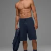 7" Sports Club-korte broek van gebreide trui - marineblauw
